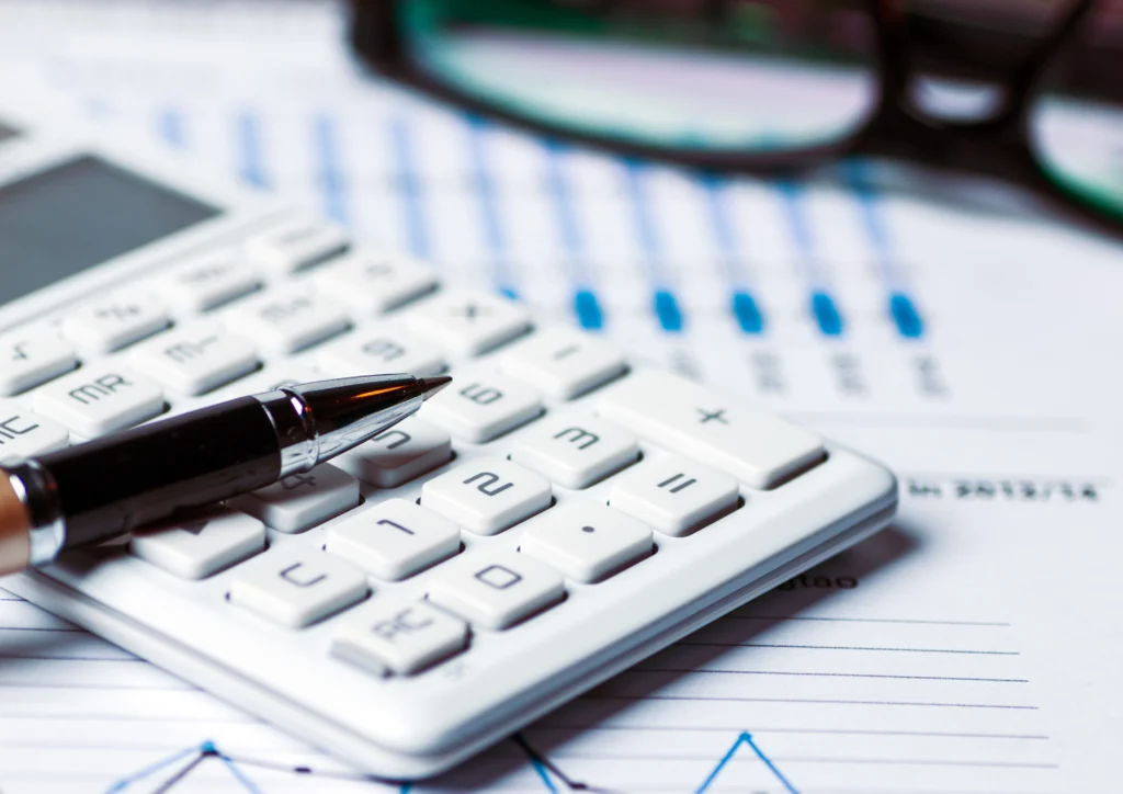 calculator and finance documents